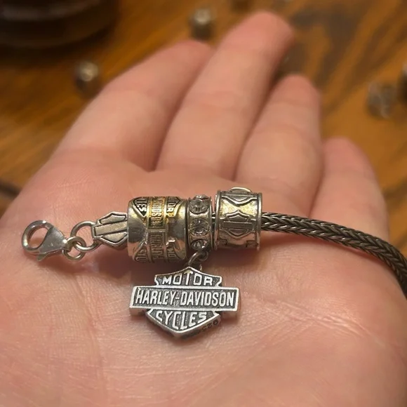 Harley-Davidson Sterling Silver 15 Charm Pandora Bracelet - Picture 9 of 15